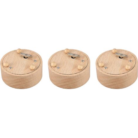 Boîte à musique ronde vierge (lot de 3) - Figurines d'action - Artisanat miniature - Sans musique - Couleur bois (1/5)