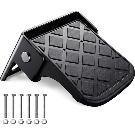 Folding Step Stool for Electric Cars, Folding Step with 2 Holes Attachment, Non-Slip Surface Small Space for Passenger Electric Bike or Motorcycle, 1 Pair Black (1/5)