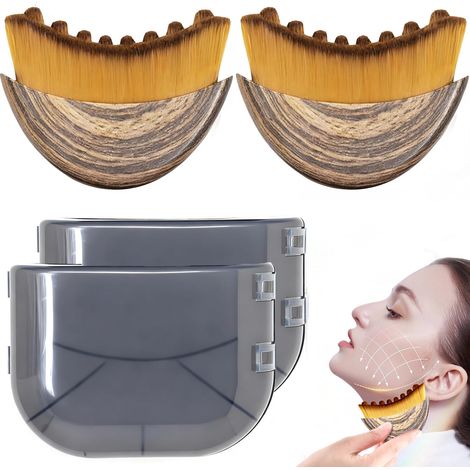 Lot de 2 ou 3 brosses de drainage lymphatique - Brosse faciale pour massage et drainage lymphatique, améliore le teint, guide de massage pour un effet lifting, design ergonomique
