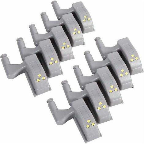 10 pezzi di luci LED con sensore per cerniera per armadio, guardaroba, cucina, luce notturna, armadio, mobile, credenza, luce notturna - Crezuo