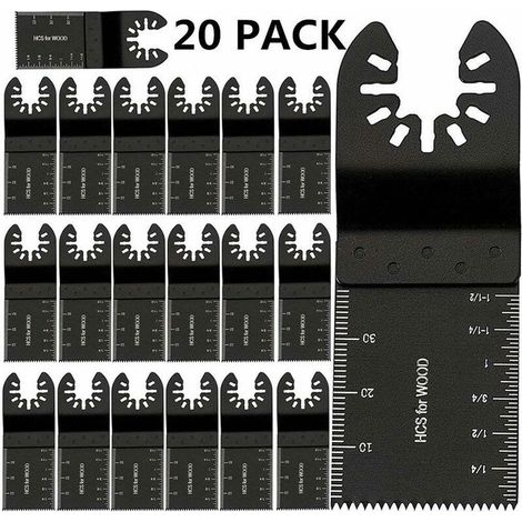 Lot de 20 Lames de Scie Oscillantes Universelles, multitool plus 34 mm Lame Outil Multifonction Précision À libération rapide Lames de scie oscillantes Pour Bosch Bois Plastique Métal Clous, Ensoleill (1/5)