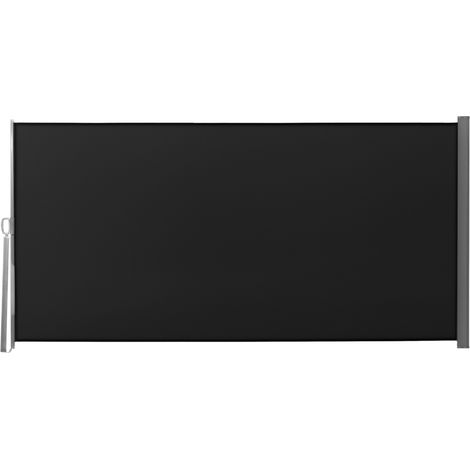Ausziehbare Seitenmarkise/Sichtschutz, 3 x 1,6 m, Metall, wasserdicht, UV-beständiges Polyester, hohe Dichte 180 g/m², schwarz