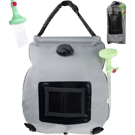 Sac de douche solaire 20L thermique avec tuyau détachable, douche portable pour camping et voyage outdoor (1/3)