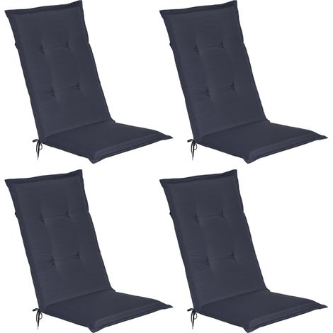 Beautissu 4er Set Hochlehner Auflagen Loft HL 120x50x6cm Dunkelblau