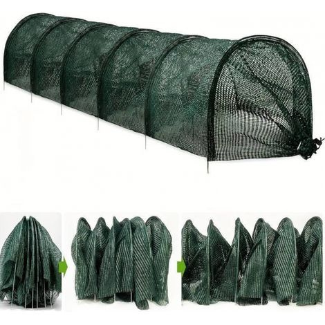 Tunnel de culture vert 3 m Pliable, fermeture zippée, protection anti insectes et oiseaux, pour potager (1/5)