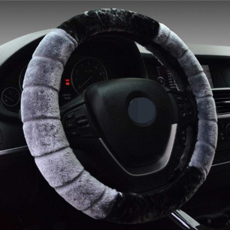Housse de volant d'hiver chaude et douce, courte, universelle, accessoire intérieur, style automobile, 37-38 cm (1/4)