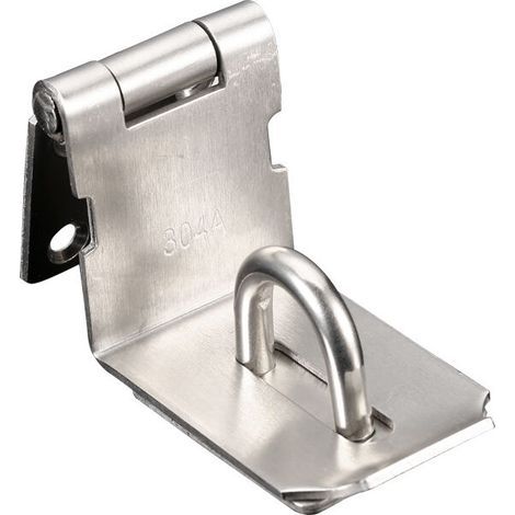 Verrou de Porte Angle Droit en Acier Inoxydable - Moraillon Cadenas Fermoir avec Vis (Argent) (1/4)