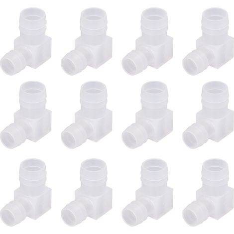 Lot de 12 coudes alimentaires en plastique transparent en forme de pagode, angle à 90°, modèle en L, diamètre 16x20 mm, usage alimentaire. (1/5)