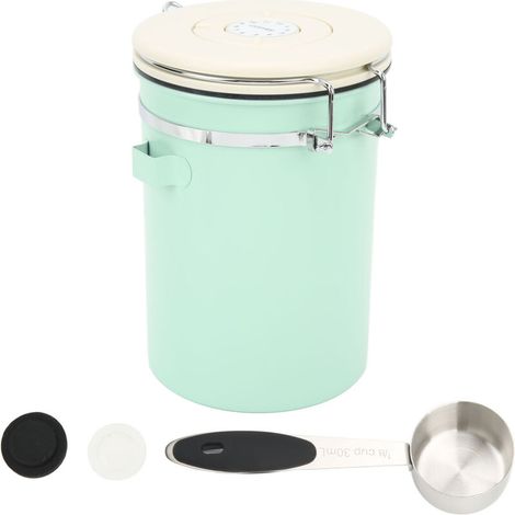 Recipiente hermético de acero inoxidable verde menta para café con rueda de fecha para guardar frutos secos (-3118220267213) (1/5)