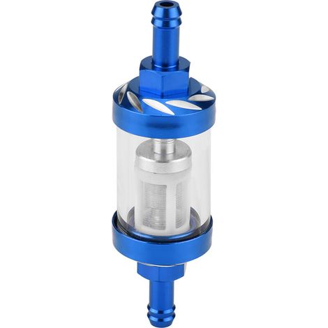 Filtre à Huile en Ligne, Verre Métallique en Ligne D'huile à Gaz Filtre de Carburant 8 Mm Remplacement de Filetage pour la Moto (BLUE). (1/5)