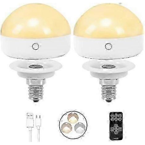 Ampoule LED rechargeable E14, 300 lm, compatible sans alimentation secteur, lot de 2, avec variateur et minuterie à distance (1/5)