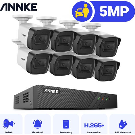 ANNKE 5MP PoE Überwachungskamera Set Außenbereich Nachtsicht Audio, Bewegungserkennung 8x5MP IP Kameras, 0TB (1/5)