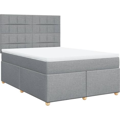 Maison Exclusive - Cama box spring con colchón tela gris claro 14