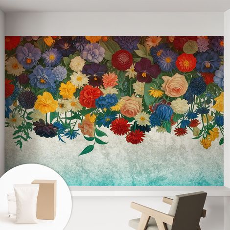 Carta Da Parati Non Tessuto - Di Alta Qualità Per Il Soggiorno La Cucina - Tendenze Moderne - Vlies Ecologico Fiori colorati 152x104 cm (1/5)
