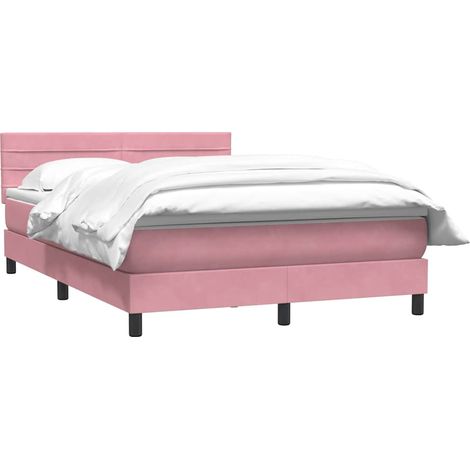 vidaXL Sommier à lattes de lit avec matelas rose 160x210 cm velours