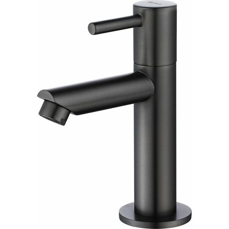 Rubinetto acqua fredda grigia Rubinetto bagno nero per lavamani Rubinetti in ottone per lavabo dal design moderno (1/5)
