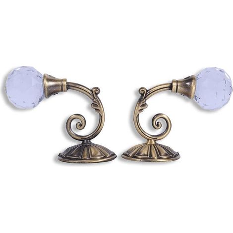 2pièces retenues de Rideaux,Embrasses à Rideaux,Supports de Rideaux en métal avec Boule de Cristal Transparent,Retenues de Draperie de Rideau,embrasses de tentures murales avec vis(Bronze foncé) (1/5)
