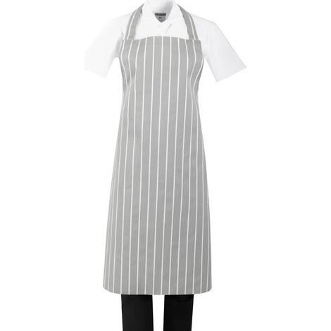 Tablier Bavette Rayé Gris et Blanc - Whites Chefs Clothing (1/2)