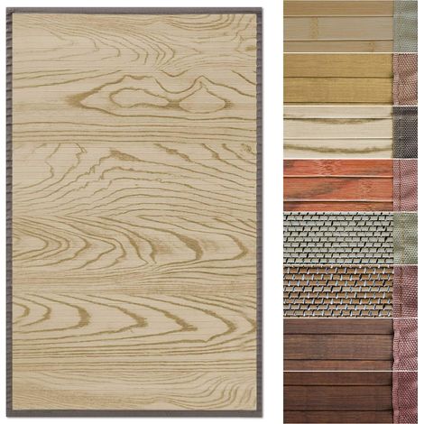 Karat – Tapis en bambou magenta 120 x 180 cm – Bordure textile – Antidérapant – Pour cuisine, salle de bain et salon (1/5)