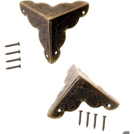 Équerres De Protection Pour Meubles - Laiton Vieilli - 25 X 25 X 25 Mm - Pour Boîtes Et Tiroirs - Lot De 10 Pièces (1/4)