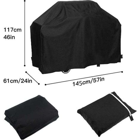 Telo di copertura per barbecue - 145 x 61 x 117 cm - Antivento, resistente ai raggi UV, idrorepellente, antipolvere (1/4)