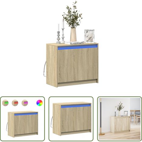 vidaXL Sonoma-Eiche - LED-Sideboard Sonoma-Eiche 72x34x61 cm Holzwerkstoff (1/5)