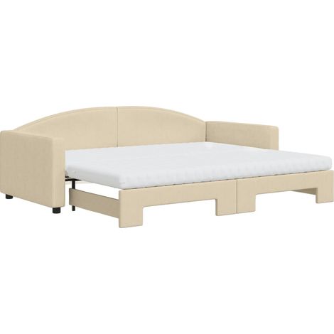 Maison Exclusive - Tagesbett Ausziehbar mit Matratzen Creme 90x20