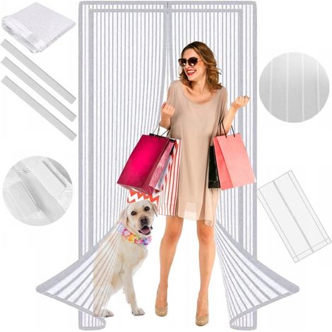 Moustiquaire TG64367 pour portes et fenêtres de balcon, très résistante, solide, 80/90/100 x 210/220 cm, blanche (1/5)