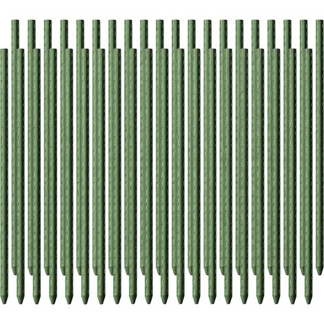 Toboli 40x sostegni per piante colore verde 60 cm Ø 8 mm Pali per piante rampicanti in metallo e plastica, tutori per pomodori e vasi