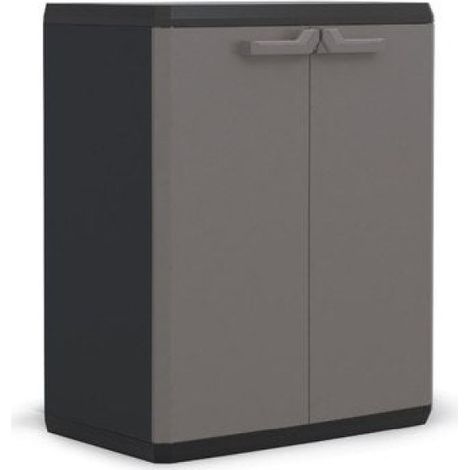 Armoire basse en résine 1 étagère – Dimensions L.68 x H.83 x P.39 cm – Charge max 15 kg par tablette – Ouverture battante (1/2)