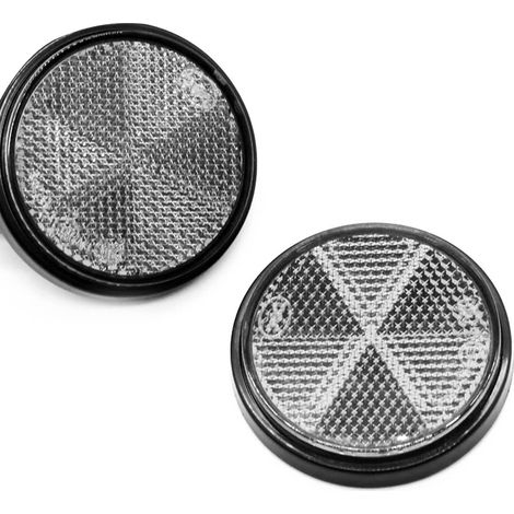 Set of 2 Round Reflectors E9 Approved Round Screw Back Reflectors Safety Reflective Reflectors for Barrier Posts/Caravan/RV/Tractor (Round Self-Adhesive) (1/4)