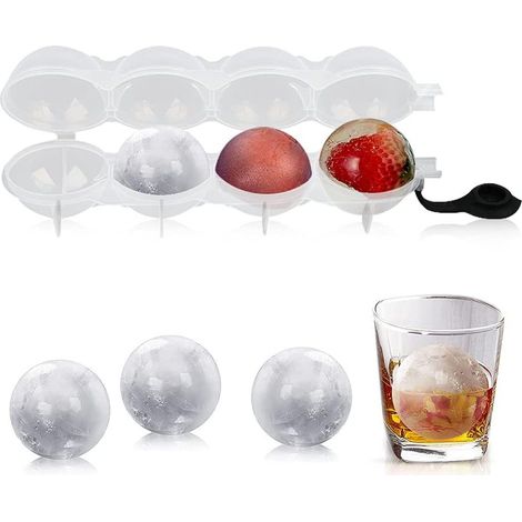 Moule à glaçons sphériques, gros glaçons ronds, boules de glace jetables style hockey pour whisky, cocktails, jus et chocolat - AquaForge