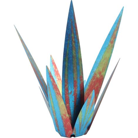 Sculpture de tequila en fer forgé, décoration végétale à l'éclat métallique, pour patio ou jardin.