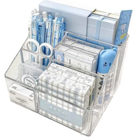 Organisateur Bureau 5 Compartiments 16,5 x 14 x 11,5 cm PVC Transparent (1/4)