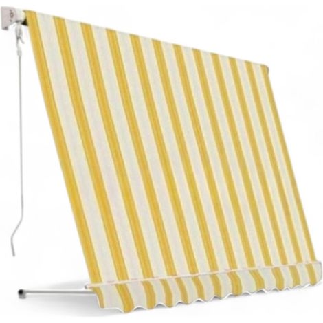 Tenda da balcone para sole a caduta senza cassone 300x250 cm giallo e crema a righe con profili in alluminio (1/4)