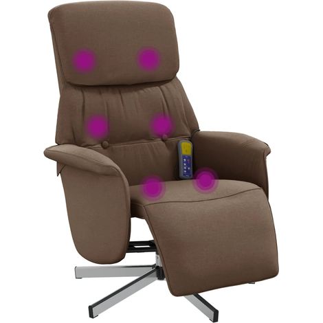 Sillón reclinable de masaje con reposapiés tela marrón vidaXL (1/5)