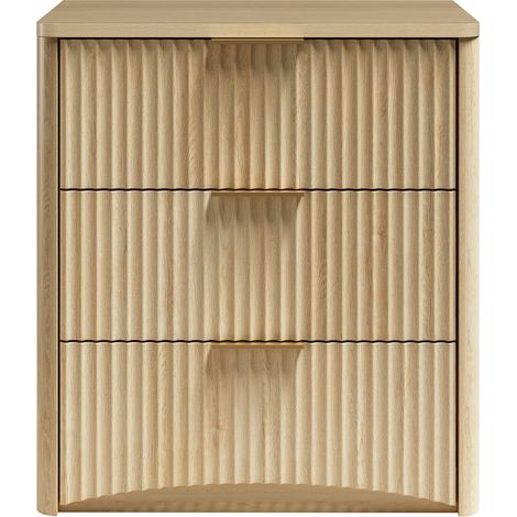 Comodino classico con 3 cassetti, MDF, finitura rovere (1/5)