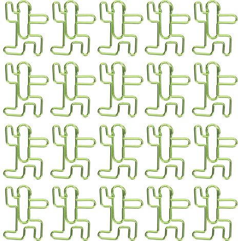Lot de 20 trombones en métal vert, en forme de personnage, pour loisirs créatifs et bricolage scolaire. (1/5)