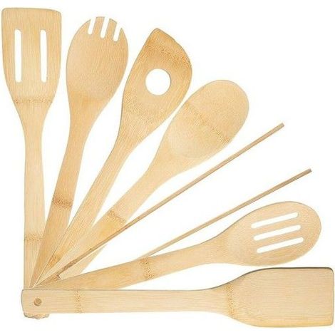 Ustensiles de cuisine en bambou - Non adhésif - Non toxique - Durable - Écologique - Long manche (1/5)