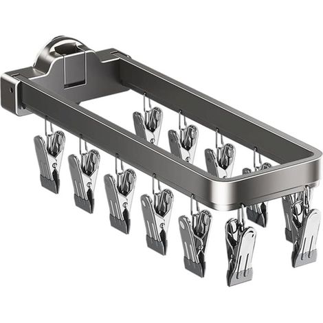 lot de 1 Séchoir à linge pliable à ventouses avec 12 clips, économiseur d'espace et portable pour camping car, balcon, chambre à coucher, buanderie (1/5)