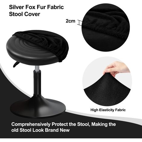 Housse De Tabouret Rond 36-40cm Housse Tabouret De Bar Rond Tissu Velours Doux Et élastique, Facile à Installer, Infroissable, Durable Anti Poussière (2, Noir) (1/5)