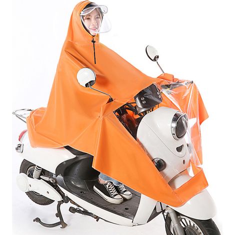 [Poncho de Pluie pour Vélo Électrique] Poncho Imperméable Portable pour Cyclistes Adultes en Oxford PVC Taille 5XL Orange Folding 900g Cape Protection Intégrale Respirable Facile à Utiliser (1/5)