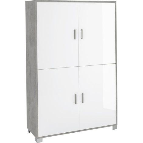 Mobile 4 Ante 108L x 41P x h161 – FinituraCemento e Bianco Lucido – Sarmog