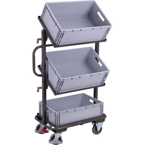 VarioFit Beistellwagen mit 3 Kunststoffkisten neigbar RAL 7016
