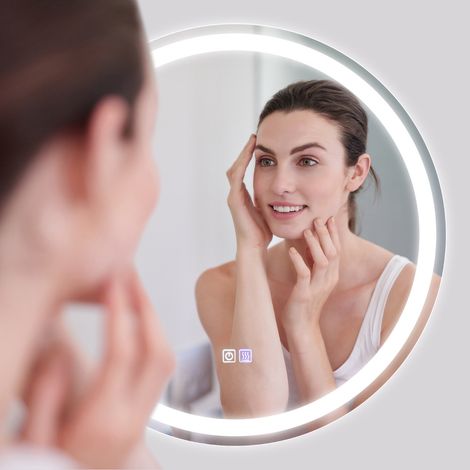Miroir de Salle de Bain LED ø 60 cm avec 3 Eclairages Interrupteur Tactile et Fonction Anti-Buée Maison Chic (1/4)