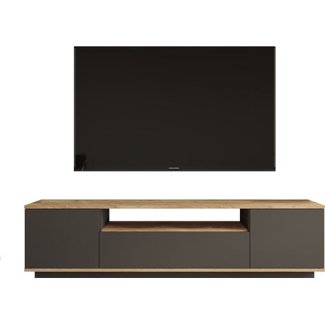 Soporte de TV de madera "FR7" - 180 x 44 x 44 cm - Pino AtlánticoAntracita