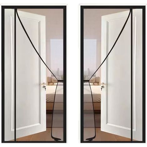Set of 2 Magnetic Mosquito Nets for Doors, Fiberglass, 120x220cm, Side Opening, Mosquito Net Door Curtain, Fine Mesh, No Drilling Required, Magnetic Mosquito Net for Living Room, Bedroom (1/5)