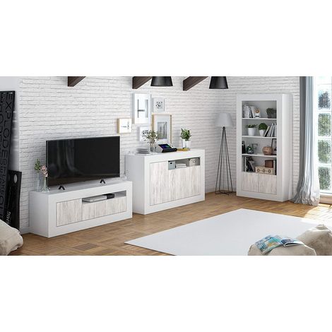 Librería 4 estantes + 2 puertas 94 x 35 x 181 cm blanco artik-blanco pulido (1/10)