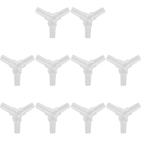 Lot de 10 connecteurs en Y à 3 voies, valves d'air transparentes, tuyaux d'oxygène pour aquarium (1/2)