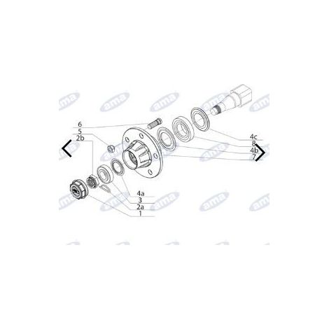Semiasse senza freno 1400 mm tipo 5 fori per rimorchio e carrobotte AMA 11687